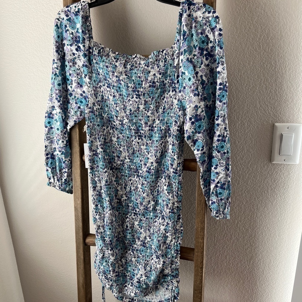 NWT - Jessica Simpson blue floral mini dress size M - Picture 2 of 6